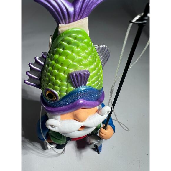 Vintage Christmas Ornaments Hallmark 2004 Fisherman Santa Claus Fun Fish on Head - Picture 7 of 9